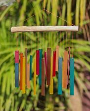 Glass Colours Windchime Garden Art Window Home Decor Mobile Green Red Yellow
