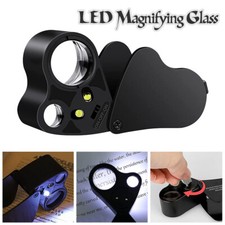 30X 60X Pocket Jewellers Eye Loupe Magnifier Jewelry Magnifying Glass LED Light