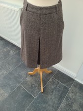 Daks 100% Wool Skirt. Brown & Cream Herringbone. Size 10.