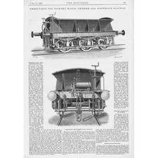 Swedish & Norwegian Railway 25 Ton Iron Ore Wagon 2 x Antique Prints 1888
