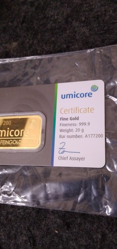 Grams umicore pure gold bar - 20,