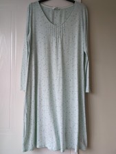 M&S Cotton & Modal Long Sleeve Knee Length Nightdress Size 12 Mint