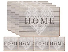 Set of 4 Home Heart Wood