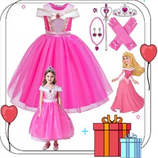 Girl's Aurora Princess Costume Sleeping Beauty Fancy Dress Outfit Cosplay Gift