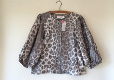 BNWT QVC Helene Berman Puff Sleeve Blouse Sz 12, Silver Shaded, Made in UK!