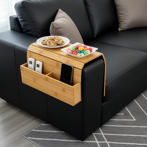 Foldable bamboo sofa arm - foldable, tray