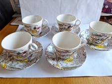 Sunday Morning By W.H.Grindley Vintage Tea Cups And Saucers X5