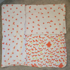 Vintage IKEA Cot Duvet Cover + Matching Pillowcase Orange & Yellow Bird Design