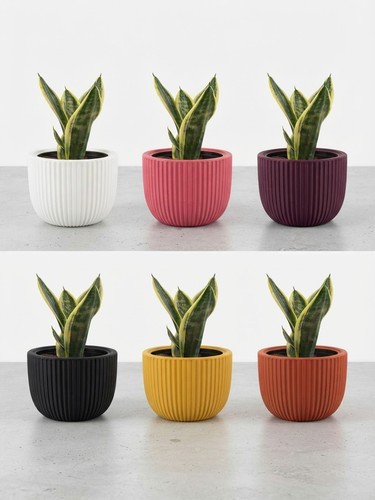 Ribbed plant pot modern - ribbed,