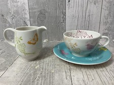 Portmeirion Dawn Chorus Cup, Saucer and Jug Turquoise/Blue