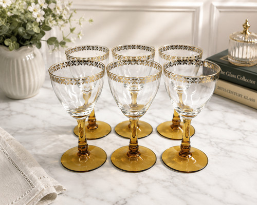 Vintage amber stem wine - stem,