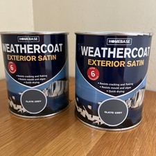 2x Exterior Quick-Dry Satin Paint 750ml Slate Grey Unopened Garage Find.