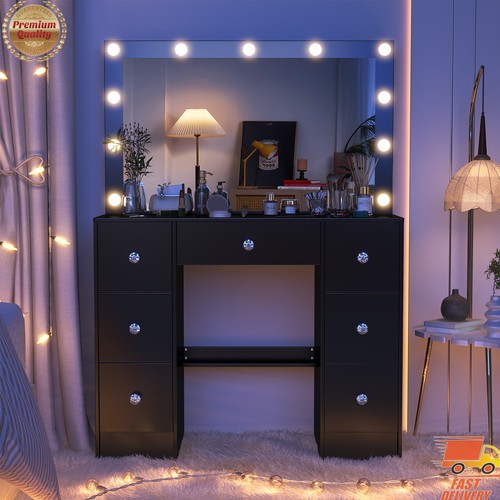 Black dressing table with led - dressing,