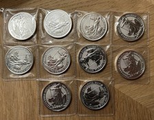 10x 1oz Britannia Silver Bullion Coins .999 Fine Silver- Royal Mint 2017