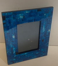 Glass Mosaic Photo Frame Artisan Made In Thailand Blue 20x25cm.