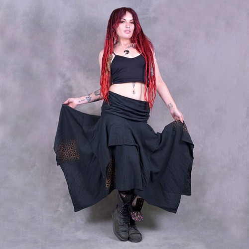 Raw cotton skirt - raw, flower