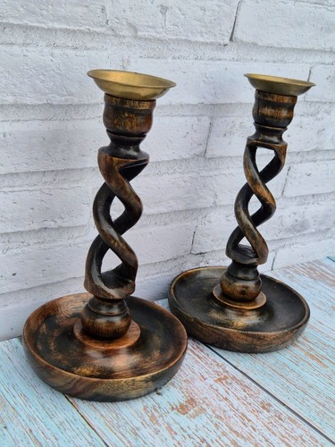 Vintage pair wooden - pair, barley