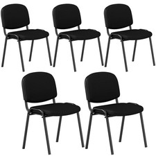 Meeting Room Chairs Set of 5 Waiting Room Chairs w/ Waterfall Seat-Black