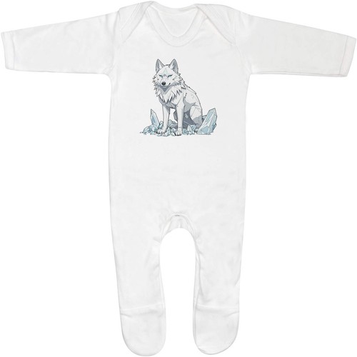 Crystal wolf baby romper - 'crystal, wolf'