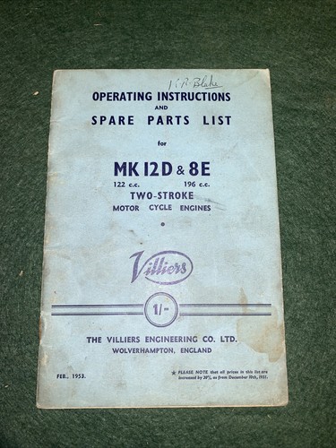 Villiers operating - villiers,
