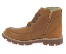 Clarks Heath Lace Older Boys Tan Leather Boots UK Size 3.5 G EU 36.