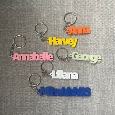 Personalised 3D Printed Keyring Key Chain School Bag Name Tag Gift Party Bag