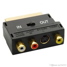 SCART Adaptor AV Block To 3 Phono Composite or S-Video With In/Out Switch GOLD