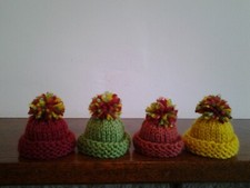  4 AUTUMN  COLOUR   HAND KNITTED EGG COSY/COSIES.. SMALL HATS