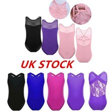 UK Kids Girls Gymnastics Leotard Ballet Dance Unitard Dancewear Tank Jumpsuits