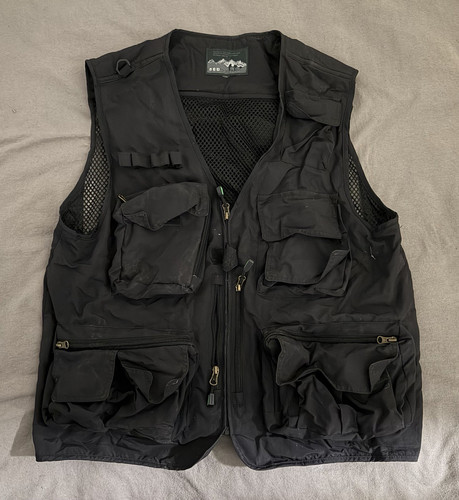 Men black fishing gilet - fishing,