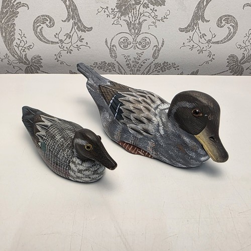Vintage wooden decoy duck pair - decoy,