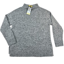 Well Worn Sweater Womens Small Gray Mock Neck Pullover Ribbed Hem Slub Knit