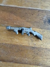 Vintage Metal Toy Miniature Tommy Gun Nickel Plated Key Chain Mafia Mob Jewelry