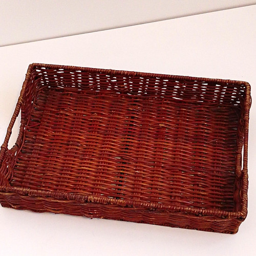 Vintage brown sturdy wicker - vintage,