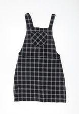 Topshop Women Black Check Pinafore Dress Size 12
