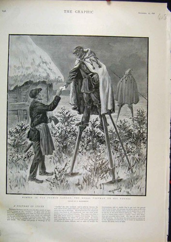 Old antique print 1897 winter - old,