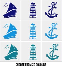 LIGHTHOUSE SAIL BOAT ANCHOR Bathroom Tile Stickers Vinyl Wall Nautical Decal