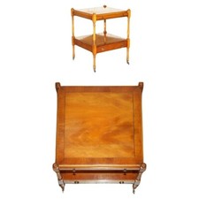 BRADLEY FURNITURE STAMPED FLAMED MAHOGANY SIDE TABLE WITH BUTLERS SERVING TRAY