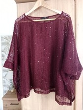 Next Cranberry sparkly over-poncho, sequin top size 18-22. Xmas New Year party .