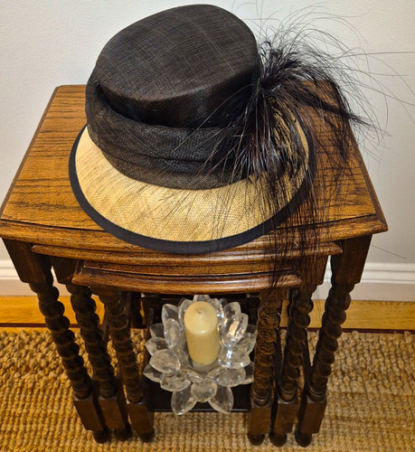 Black and ivory formal hat - black,