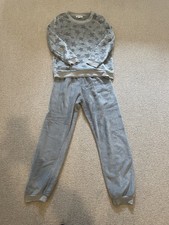 ??Primark Grey Star Fleece Pyjamas Small Fluffy Cosy Warm Winter Snuggle ??
