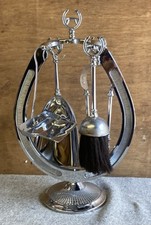 Vintage Chrome Fireside Companion Set Horse Shoe Design Mid Century 