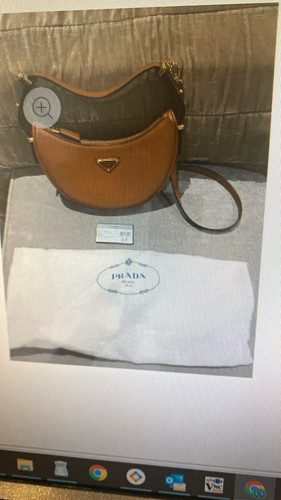 Prada brown leather crescent - brown,