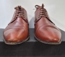 Tan Leather Derby Shoes Poste Maverick Brown UK Size 9 Made in Portugal