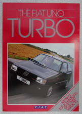 FIAT UNO TURBO Brochure 1985. 1.3 i.e. 6pgs. Specifications. Journalist Reviews.