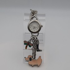 Silver-toned Keychain Pendant Quartz Watch With Four Charms