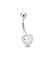 Heart Belly Button Bar  Crystal Clear  Body Piercing Navel Ring Bars SS 316L
