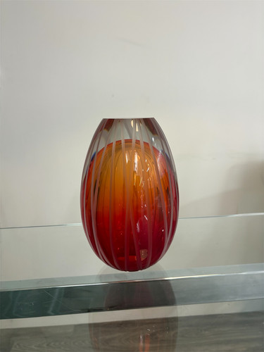 Red orange 219 art glass - red,