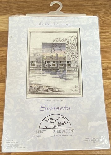 Diy cross stitch lily pond - diy,