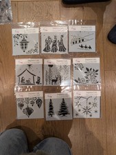 9 Christmas Stencil templates bundle-Card Making originally from gliztcraft-Used